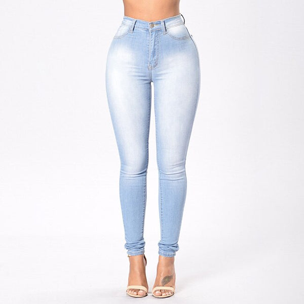 Plus Size 3XL Women&#39;s Grinding Elastic Skinny Stretch Jeans High Waist Jeans Washed Casual Denim Pencil Pants Lady Jeans
