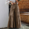 2022 Summer Solid Flared Pants ZANZEA Fashion Holiday Tiered Trousers Women Casual Elastic Waist Beach Wide Leg Pantalon Robe - Beige Street