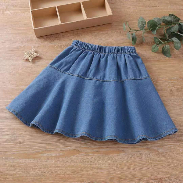 Kids Girls Denim Skirts 2021 New Arirval Children Blue Summer Skirts Cute Ripped Jean Skirts Beaded Clothes Age For 5-13Y - Beige Street