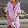 Women&#39;s Beach Blouse Summer Button Swimsuit Shirts Sunscreen Bikini Cover Up Tops блузка женская Blusas Mujer De Moda 2022