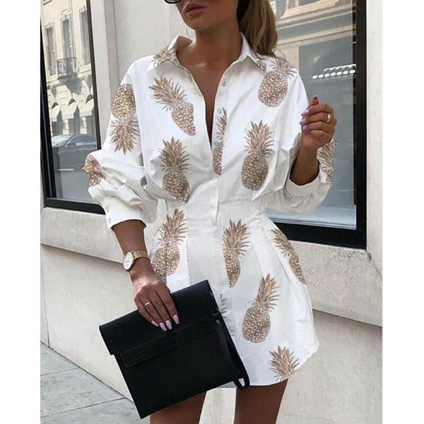 Women Letters Printing Long Blouses Fashion Ladies Chic V Neck Button Long Sleeve Shirt Tops Blouse blusas mujer de moda 2019