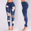 Women&#39;s Jeans European and American Stretch Cotton Holes Boyfriend Pencil Feet Pants High Waisted Jeans Vintage Streetwear