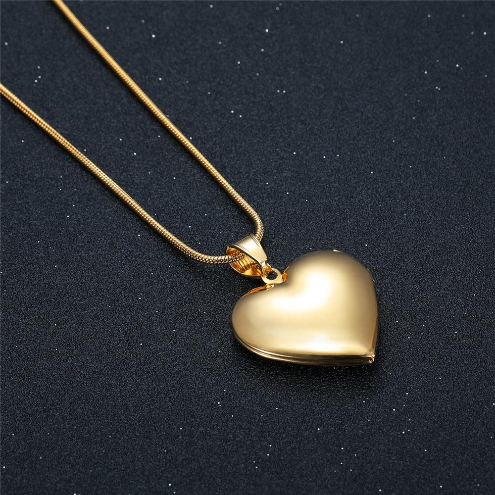 Gold Color Memorial Women Love Heart Photo Locket Pendant Fashion Openable Picture Locket Necklace Jewelry - Beige Street