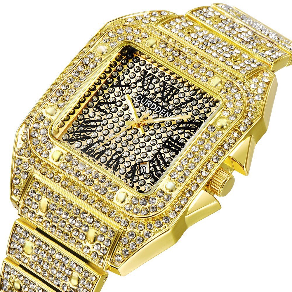 Luxury Crystal Quartz Watch Roman Numerals Watch for Women Round Dial Stainless Steel Strap Buckle Wristwatch Montre Femme