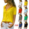 Elegant Lapel Office Lady Work Wear Shirt Women Solid Short Sleeve Chiffon Blouses Summer White Yellow Blouse Tops Plus Size 5XL - Beige Street
