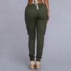 Sexy Women Pants Fitness Solid Trousers Casual Female Multi-Pockets Drawstring Tie Trousers Slight Jogger Pencil Pants Oversized