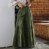 2022 Summer Solid Flared Pants ZANZEA Fashion Holiday Tiered Trousers Women Casual Elastic Waist Beach Wide Leg Pantalon Robe - Beige Street