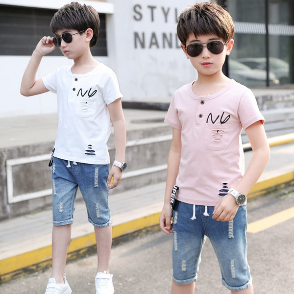 Summer Boys Clothes T-shirt Shorts 2pcs Outfits Kids Clothes For Boys Sport Suit Teenage Boys Clothing Sets