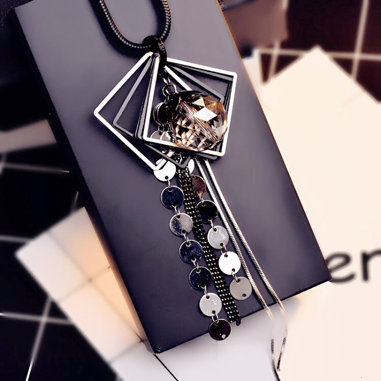 New Arrival Long Necklaces for Women 2022 Fashion Gray Crystal Choker Collier Femme Statement Necklaces & Pendants Accessories