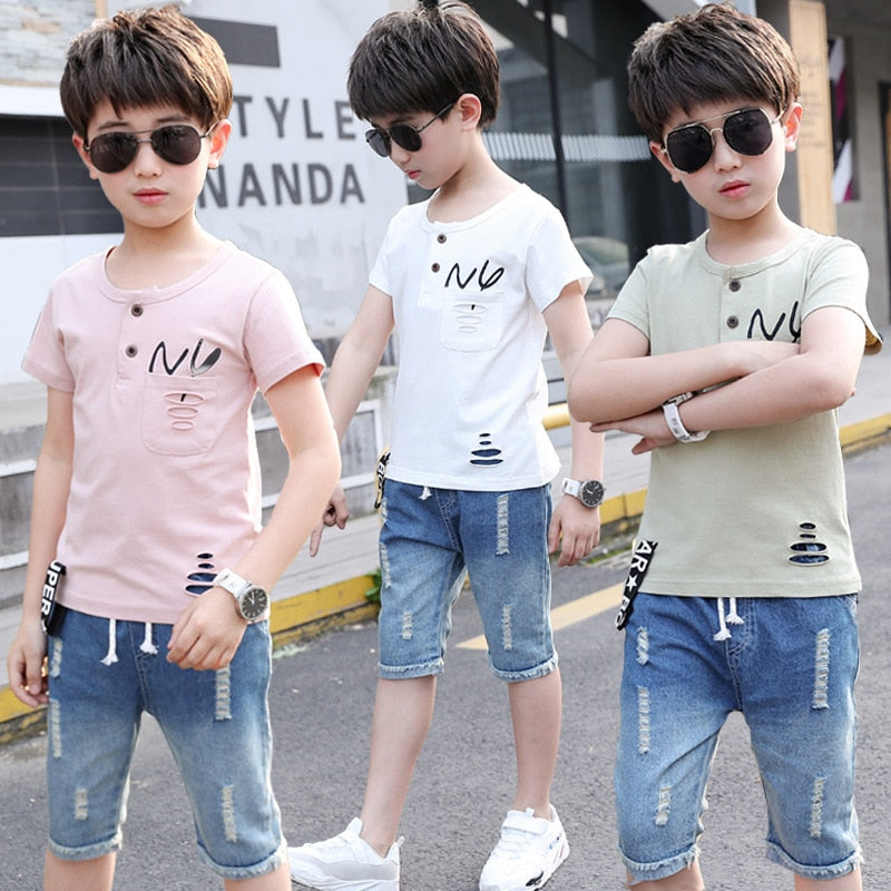 Summer Boys Clothes T-shirt Shorts 2pcs Outfits Kids Clothes For Boys Sport Suit Teenage Boys Clothing Sets