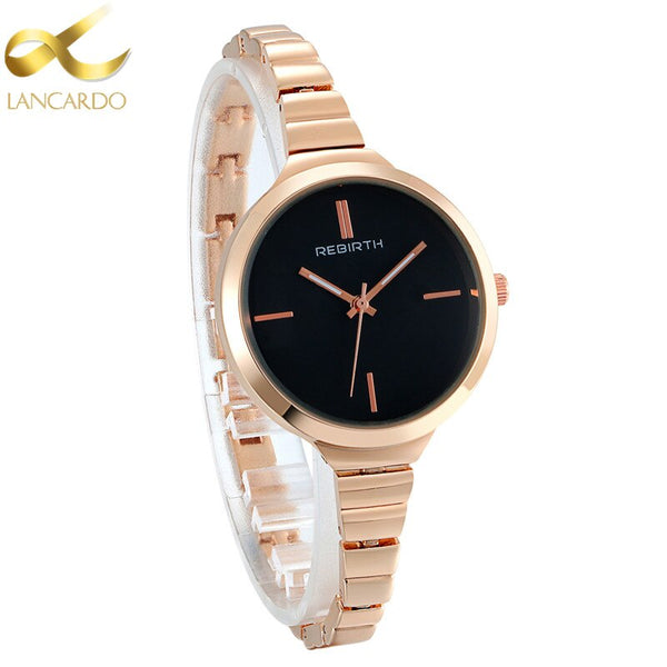 Lancardo Fashion Rose Gold Women Watches 2021 Simple Ultra Thin Quartz Watch Woman Montre Femme