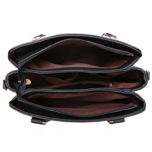 Fashion Women Handbags Tassel PU Leather Totes Bag Top-Handle Embroidery Crossbody Bag Shoulder Bag Lady Simple Hand Bags 30#121 - Beige Street