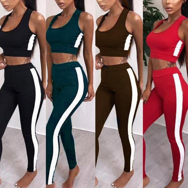 Hot Sale Contrast Stitching Yoga Suit Sexy Bra Suit Female Gym Running Sports Suit Decoration Top Seamless Leggings Yoga Suit - Beige Street