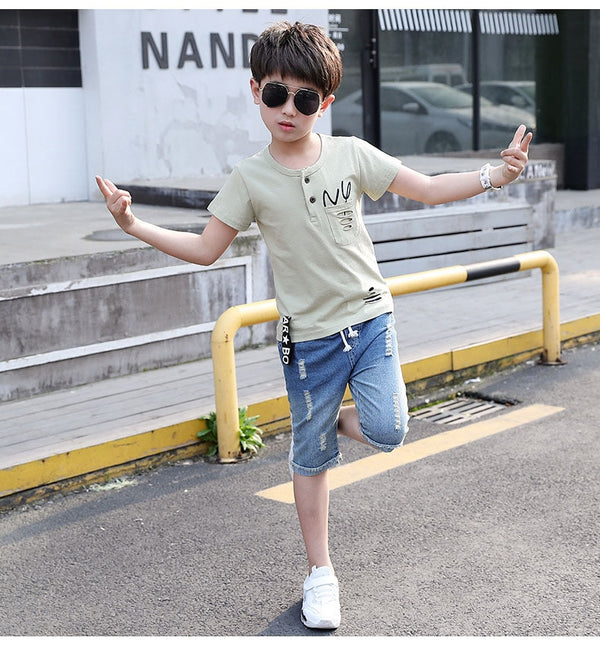 Summer Boys Clothes T-shirt Shorts 2pcs Outfits Kids Clothes For Boys Sport Suit Teenage Boys Clothing Sets