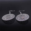 Bohemian Flower of Life Stainless Steel Natural Stone Earrings Women Silver Color Round Drop Earrings Jewelry bizuteria EXS04 - Beige Street