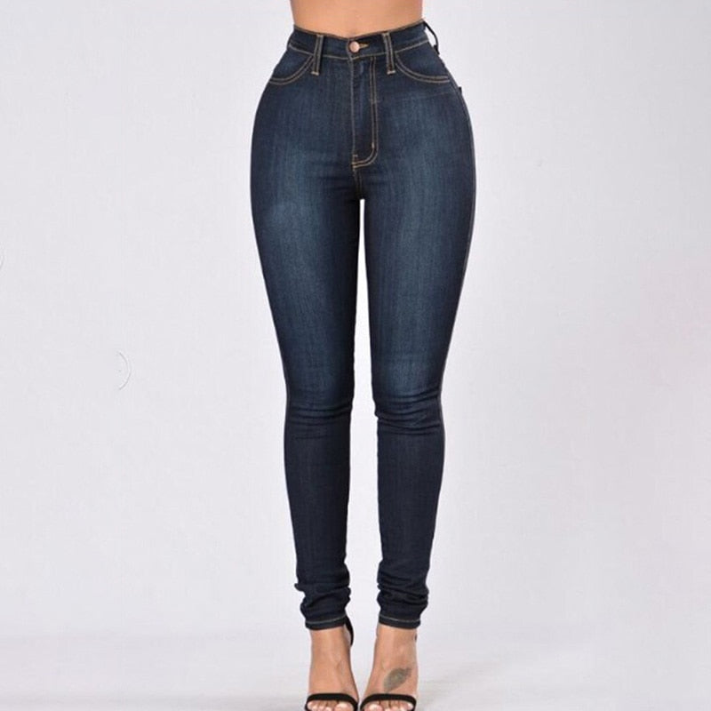 Plus Size 3XL Women's Grinding Elastic Skinny Stretch Jeans High Waist Jeans Washed Casual Denim Pencil Pants Lady Jeans