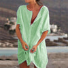 Women&#39;s Beach Blouse Summer Button Swimsuit Shirts Sunscreen Bikini Cover Up Tops блузка женская Blusas Mujer De Moda 2022