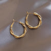 2022 New Classic Copper Alloy Smooth Metal Hoop Earrings For Woman Fashion Korean Jewelry Temperament Girl&#39;s Daily Wear earrings - Beige Street