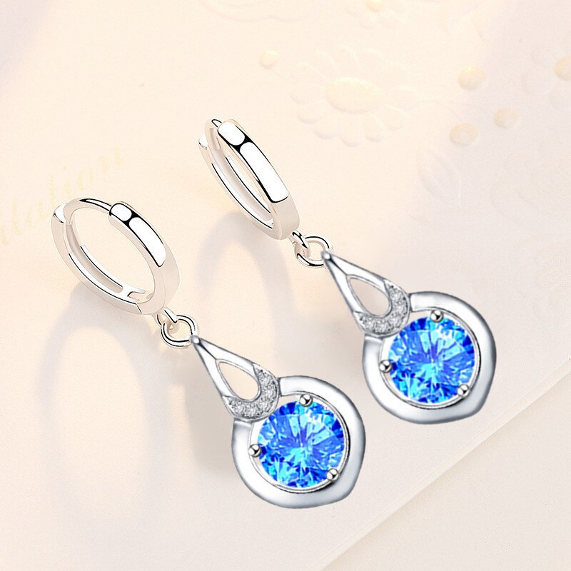 New 925 Silver Plated Women Drop Earrings Fashion Water Drop Pendant High Quality Zircon Earring For Women Party Jewelry Gifts