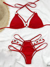 2022 New Women&#39;s Solid Ring Swimsuit Feminine Bachelorette Party Two Piece Bikini Girl Beach Female Set - Beige Street