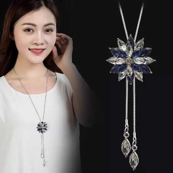 BYSPT Zircon Black Rose Flower Long Necklace Sweater Chain Fashion Metal  Crystal Pendant Necklaces Adjusted - Beige Street