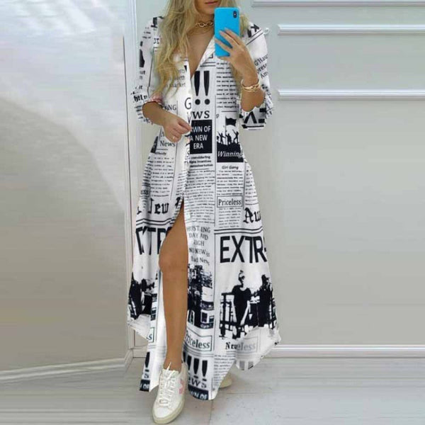 Summer Long Shirt Dress Women 2022 Vintage Printed Loose Shirts