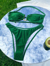 3 Piece Bikinis Sexy Bandeau Swimsuit Women Swimwear 2022 Bathing Suit High Cut Biquini Sarong Wrap Solid Bikini Set Beach Wear - Beige Street