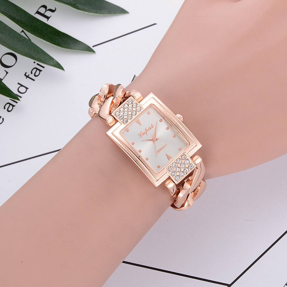 Lvpai Brand Watches Women Luxury Rose Gold Silver Bracelet Wristwatch Ladies Alloy Simple Casual Quartz Watches Clock relogio