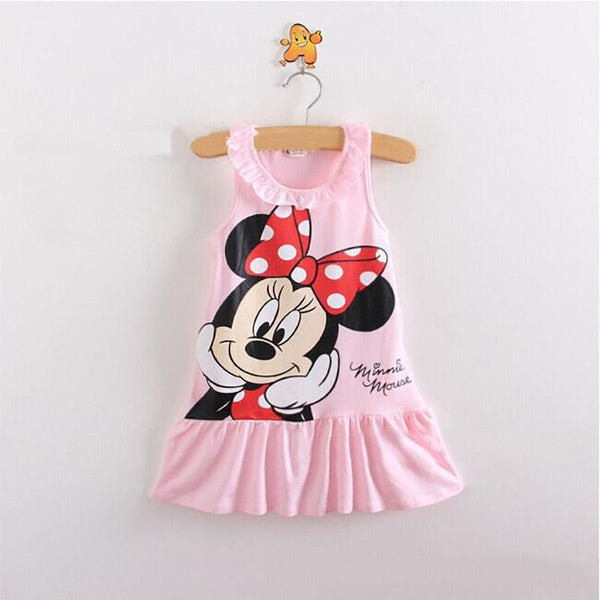 Gilrs Dress Cute Children Kids Baby Girls Dresses Clothes Child Cartoon Summer Dot Sleeveless Kid Garments Clothing 2-7Y - Beige Street