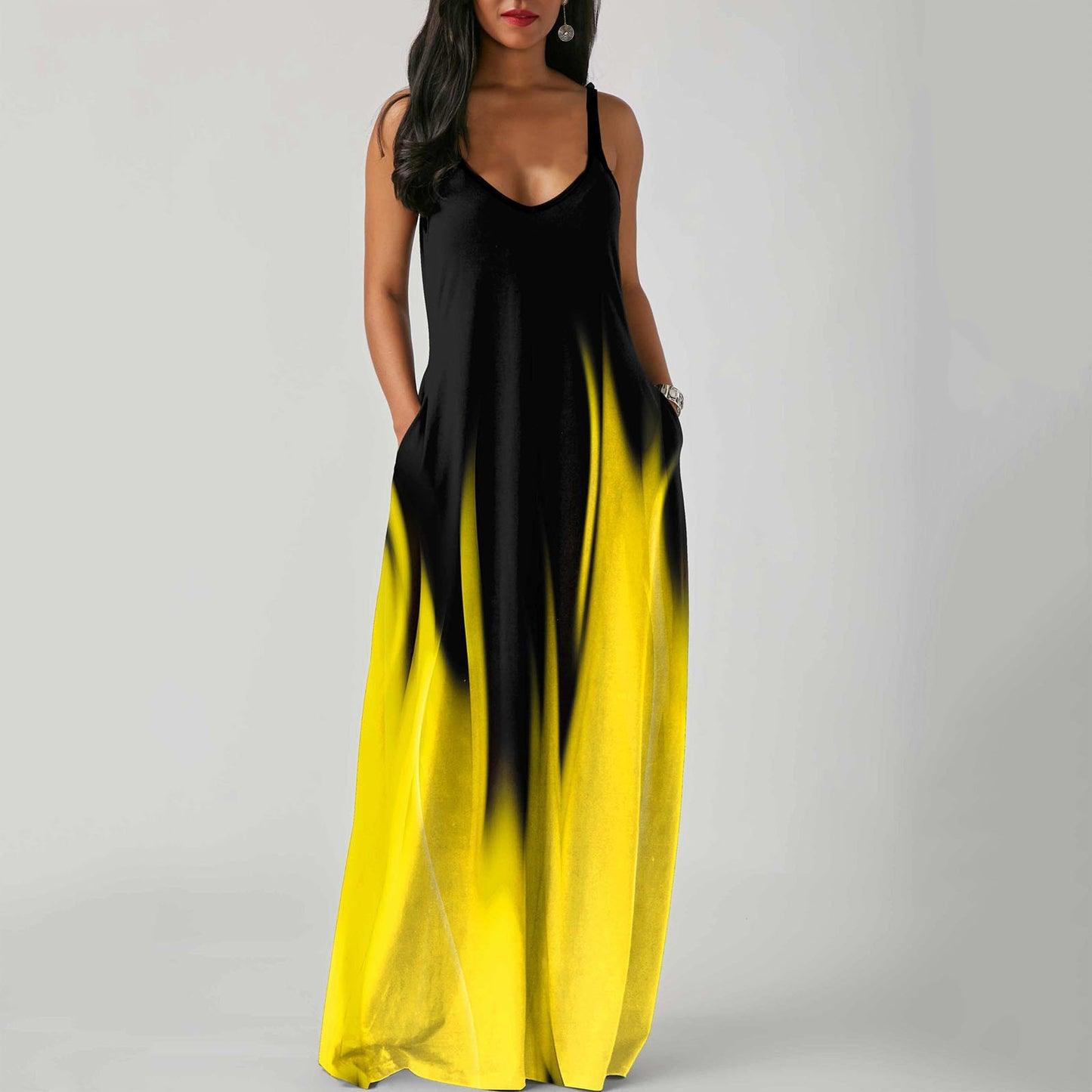Elegant Fashion O-neck Sleeveless Floor-length Dresses - Beige Street