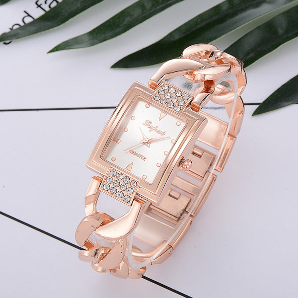 Lvpai Brand Watches Women Luxury Rose Gold Silver Bracelet Wristwatch Ladies Alloy Simple Casual Quartz Watches Clock relogio