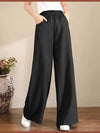 New Linen Wide-leg Pants Women&#39;s Drawstring Oversize Wide-leg Pants Woman Pants  Streetwear Women  Drawstring Sweatpants  Pants