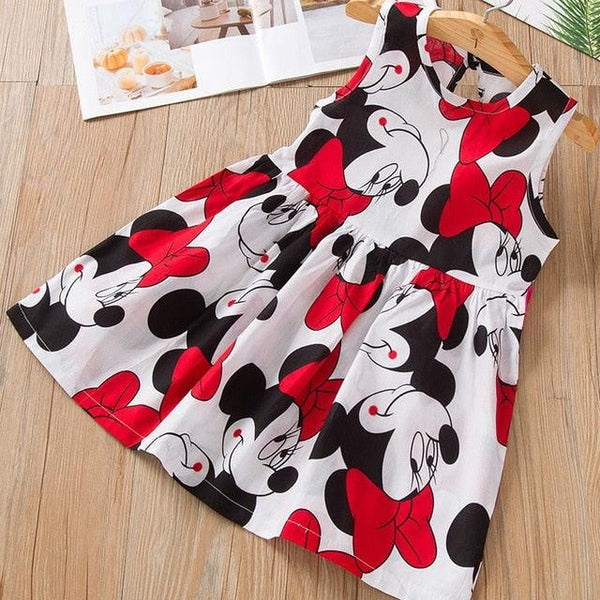 Gilrs Dress Cute Children Kids Baby Girls Dresses Clothes Child Cartoon Summer Dot Sleeveless Kid Garments Clothing 2-7Y - Beige Street