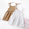 Summer Toddler Girl Dress Solid Cotton Sleeveless Children Dress Kids Sundress Slip Dress Fashion Girls Clothing