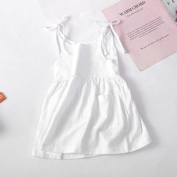 Summer Toddler Girl Dress Solid Cotton Sleeveless Children Dress Kids Sundress Slip Dress Fashion Girls Clothing