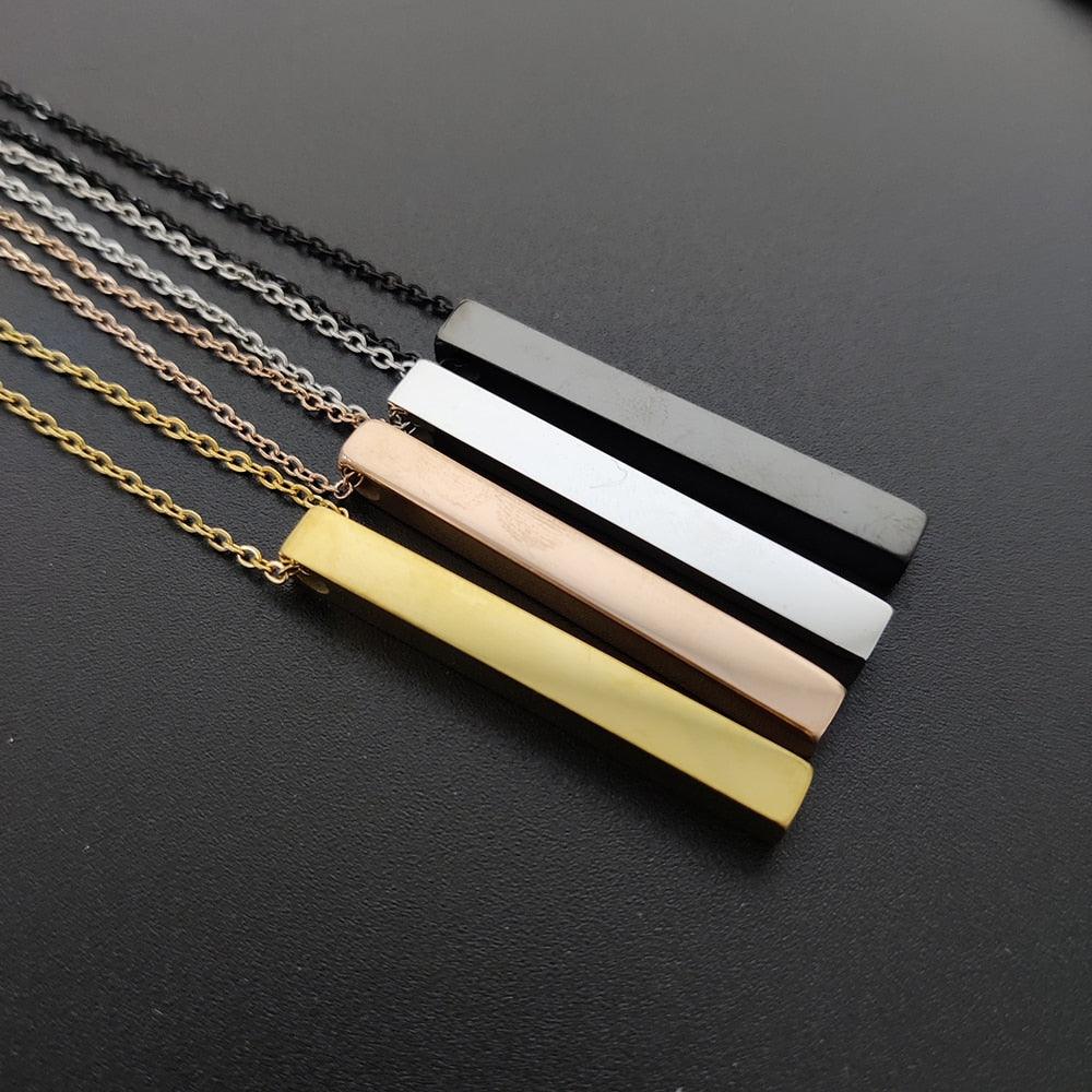 2022 Black Rectangle Pendant Necklace Men Trendy Simple Stainless Steel Chain Women Necklace Fashion Jewelry Gift - Beige Street