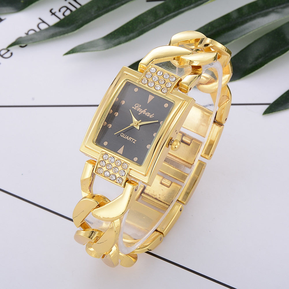 Lvpai Brand Watches Women Luxury Rose Gold Silver Bracelet Wristwatch Ladies Alloy Simple Casual Quartz Watches Clock relogio